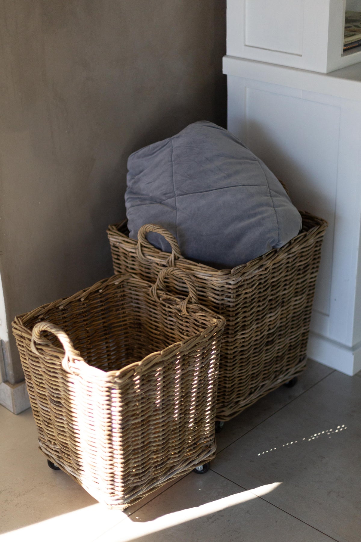 Rattan Rolling Storage Basket