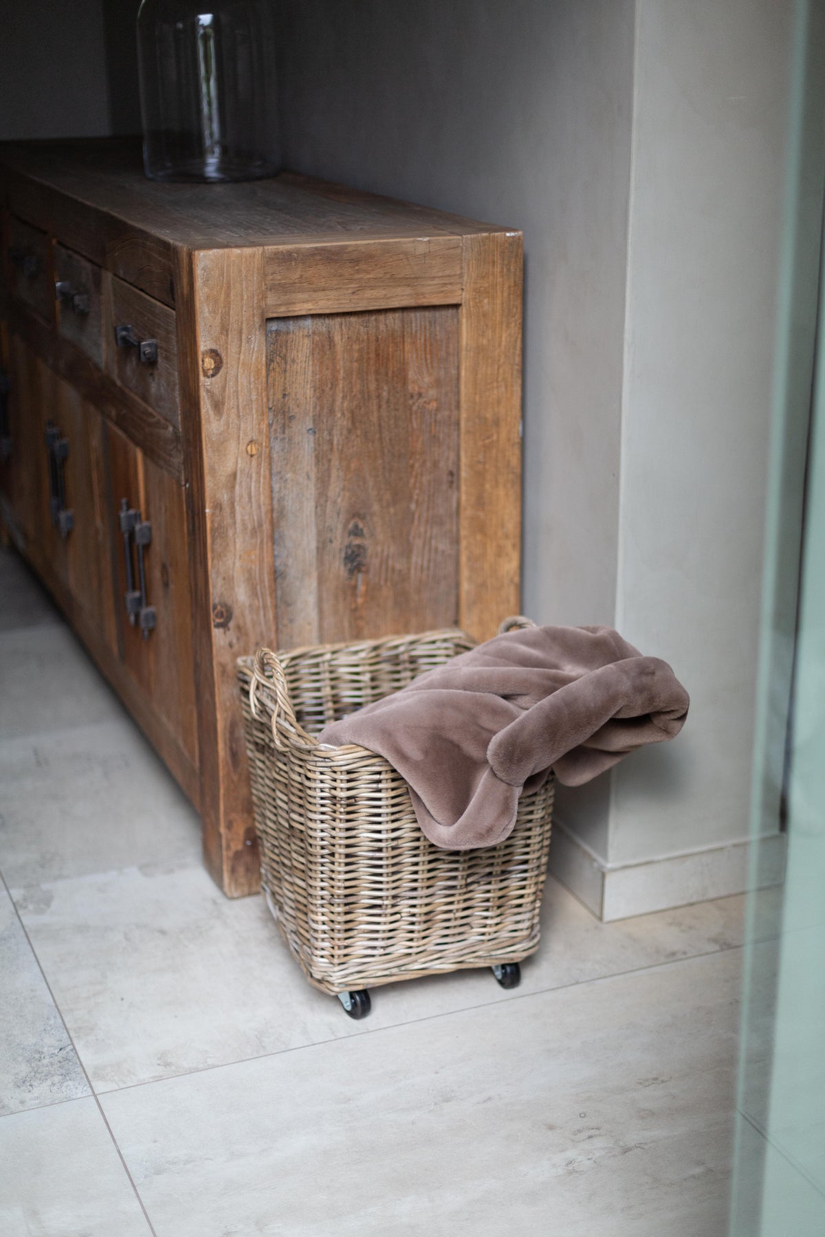 Rattan Rolling Storage Basket