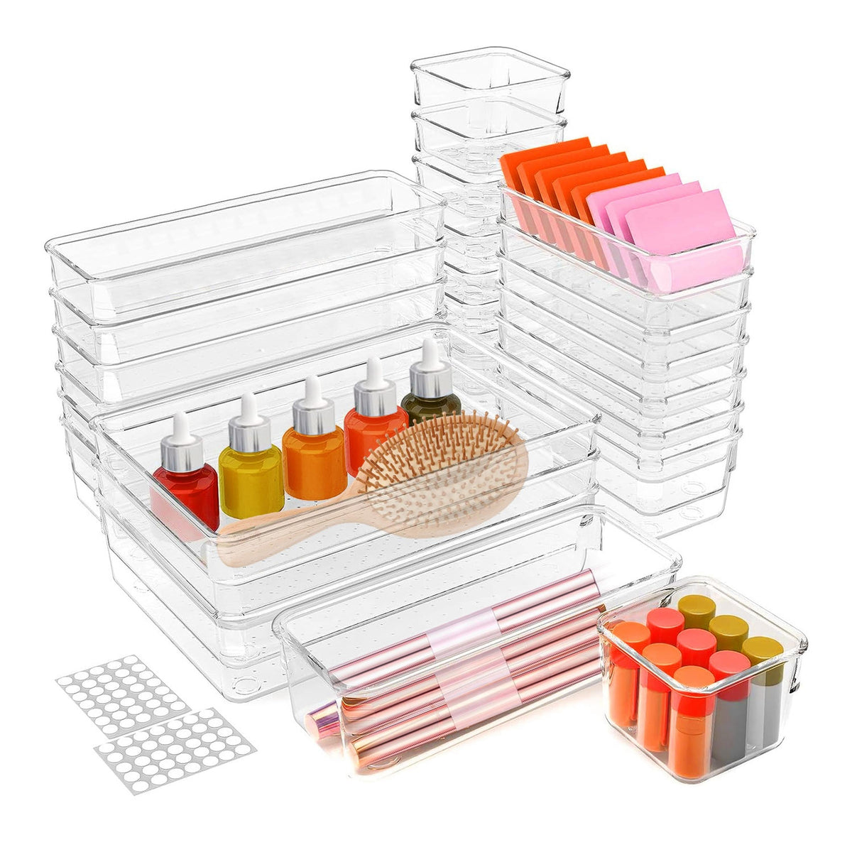 Clear Drawer Organizer Set