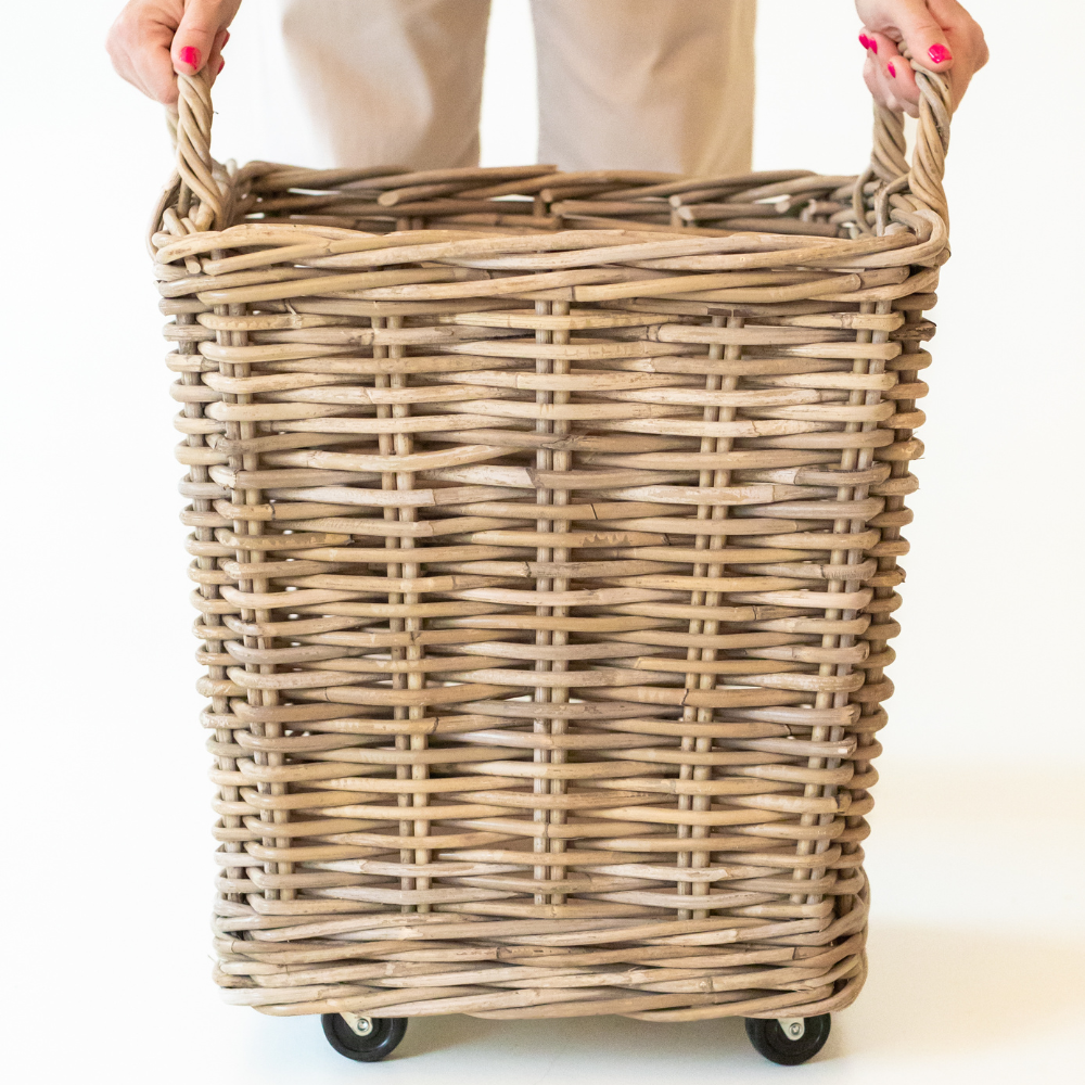 Rattan Rolling Storage Basket
